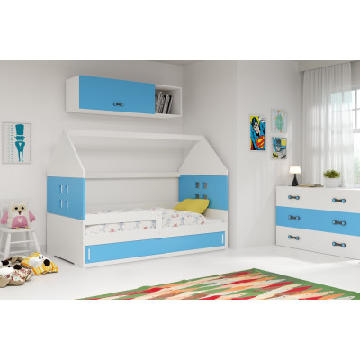 Detská posteľ domček DOMI 1 biela - modrá 160x80cm